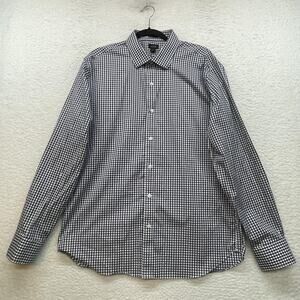 J Crew Shirt Mens XL Blue White Gingham Check Slim Fit Button Down Casual SU22